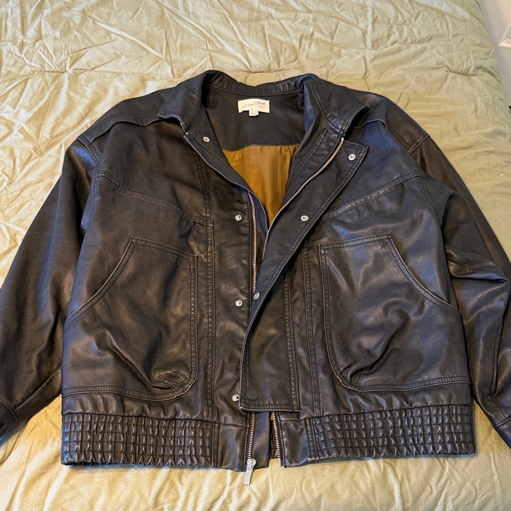 Universal Thread Black Leather Bomber Jacket